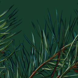 Matching unretouched needle-edge crop on forest green.